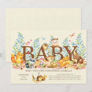 Rustic Woodland Neutral Baby Shower Invitation