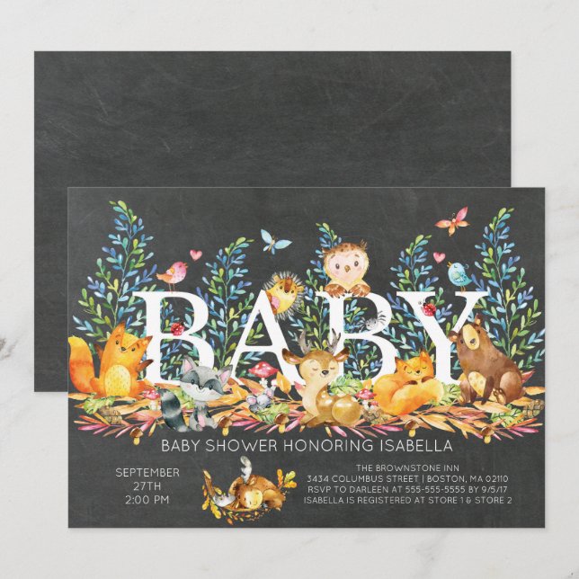 Rustic Woodland Neutral Baby Shower Invitation (Front/Back)