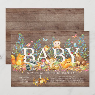 Rustic Woodland Neutral Baby Shower Invitation