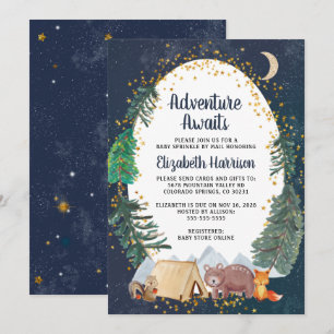 Rustic Woodland Night Sky Baby Sprinkle By Mail Invitation