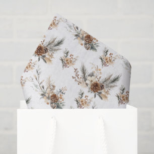 Rustic Woodland Pine Cone Branches Christmas Tissue Paper