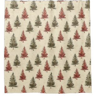 Rustic Woodland Pine Trees Olive Terracotta Cream