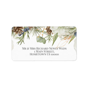 Rustic Woodland Pinecones NEWLY WED Label