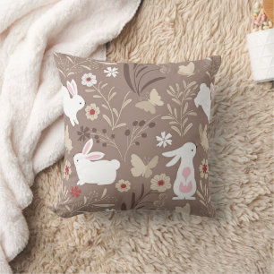 Rustic Woodland Rabbit for Nursery Throw Pillow