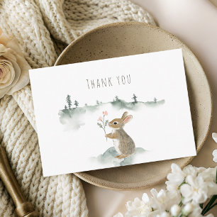 Rustic Woodland Rabbit Watercolor Baby Shower Than Thank You Card