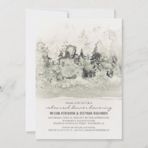 Rustic Woodland Rehearsal Dinner Watercolor Invitation