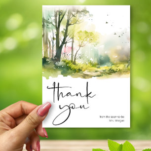 Rustic Woodland Spring Forest Bridal Shower Thank You Card
