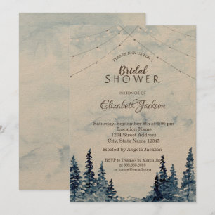Rustic Woodland, String Lights Invitation