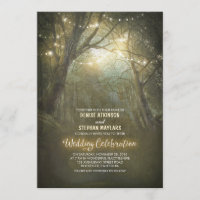 Rustic Woodland String Lights Trees Wedding