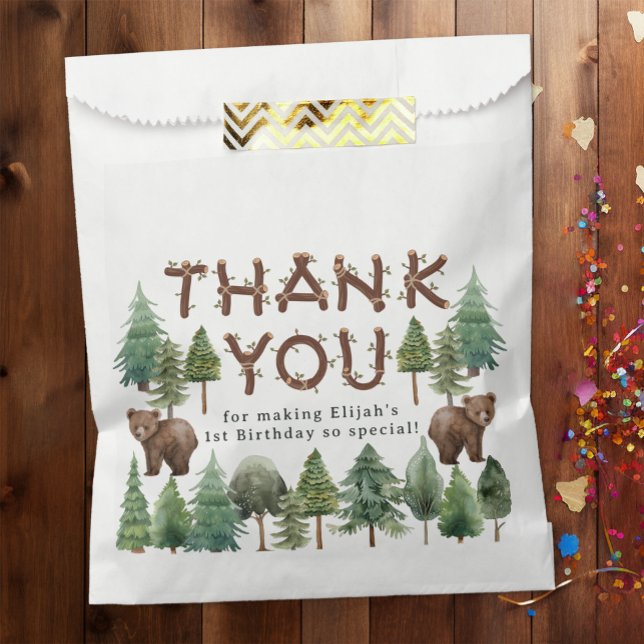 Rustic Woodland Thank You Favour Bag for One Happy (Favor Bag)
