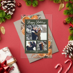 Rustic Woodland Three Photo Christmas Holiday Acrylic Invitations