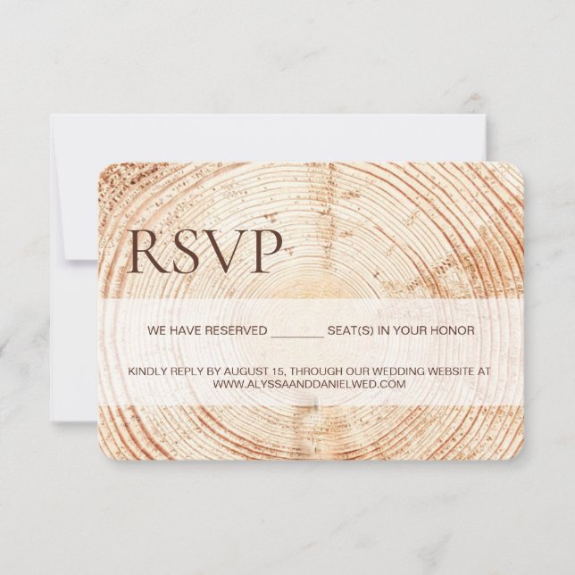 Rustic Woodland tree bark RSVP reserved Seating Card (Front)
