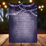 Rustic Woodland Tree String Lights Purple Wedding Invitation<br><div class="desc">Invite your loved ones to celebrate your special day with this enchanting wedding invitation. Featuring a majestic woodland tree silhouette adorned with twinkling string lights against a romantic purple backdrop, this invitation sets the tone for a magical and unforgettable wedding. Perfect for outdoor or nature-themed weddings, this design will captivate...</div>