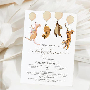 Rustic Woodland Watercolor Kangaroo Baby Shower Invitation