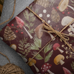 Rustic Woodland Watercolor Woodsy Mushroom Forest  Tissue Paper