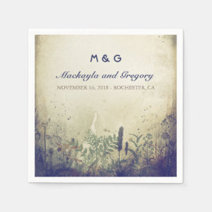 RUSTIC WOODLAND Wedding Paper Napkins Navy