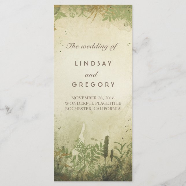 rustic woodland wedding programs (Front)