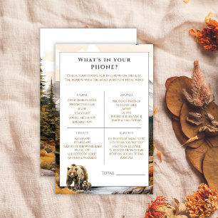 Rustic Woodland What’s in Your Phone Baby Shower