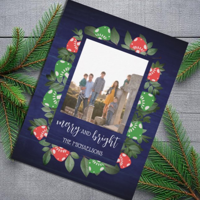 Rustic Woodland Whimsical Mushrooms Christmas Holiday Postcard (Creator Uploaded)