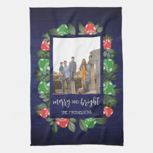 Rustic Woodland Whimsical Mushrooms Christmas Kitchen Towel
