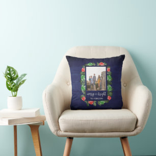Rustic Woodland Whimsical Mushrooms Christmas Throw Pillow