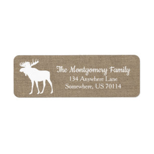 Rustic Woodland White Moose Faux Burlap