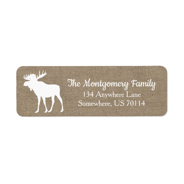 Rustic Woodland White Moose Faux Burlap (Devant)