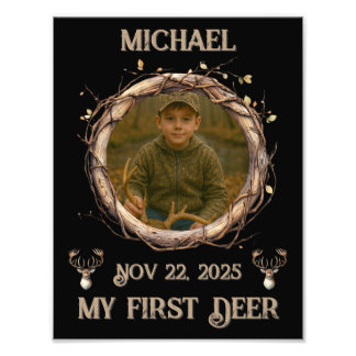 Rustic Woodland Whitetail Deer First Hunt Photo Print