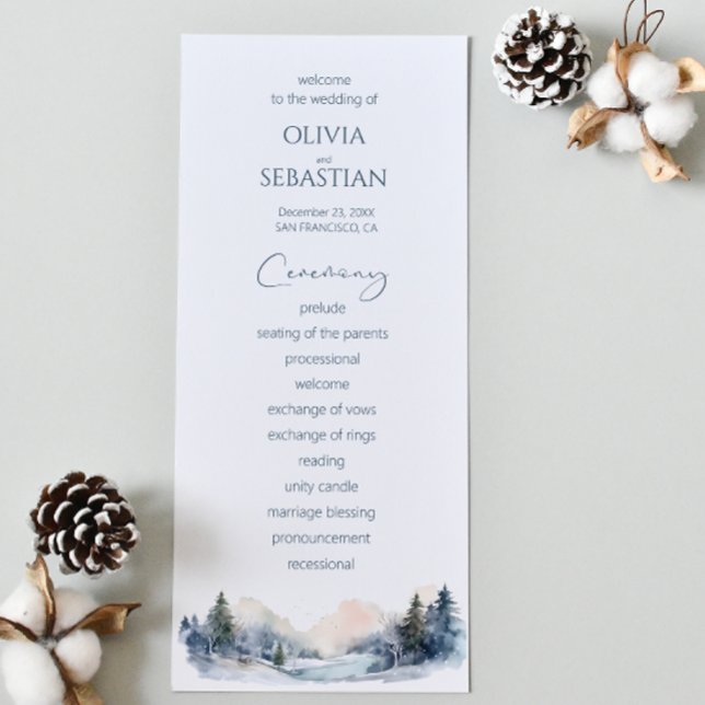 Rustic Woodland Winter Forest Wedding Program (Creator Uploaded)