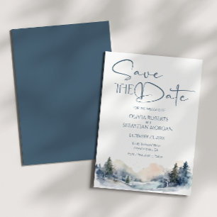 Rustic Woodland Winter Forest Wedding Save The Date