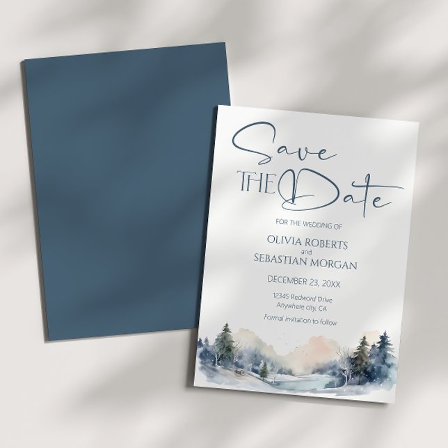 Rustic Woodland Winter Forest Wedding Save The Date (Creator Uploaded)