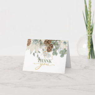 Rustic Woodlands Pinecones Script Thank You  Card