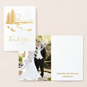 Rustic Woods Country Thank You with Photo Foil Card