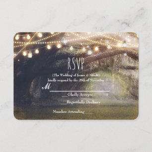 Rustic Woods Enchanted Forest Lights Wedding RSVP