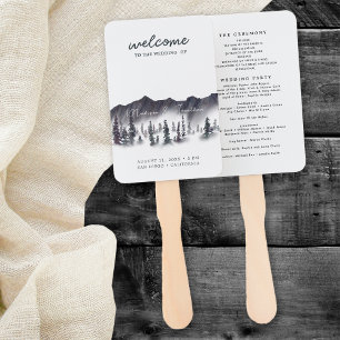 Rustic Woods Personalized Wedding Program Hand Fan