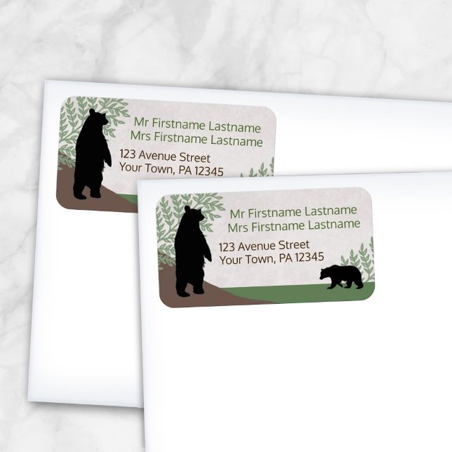 Rustic Woodsy Bears Return Address Labels (Creator Uploaded)