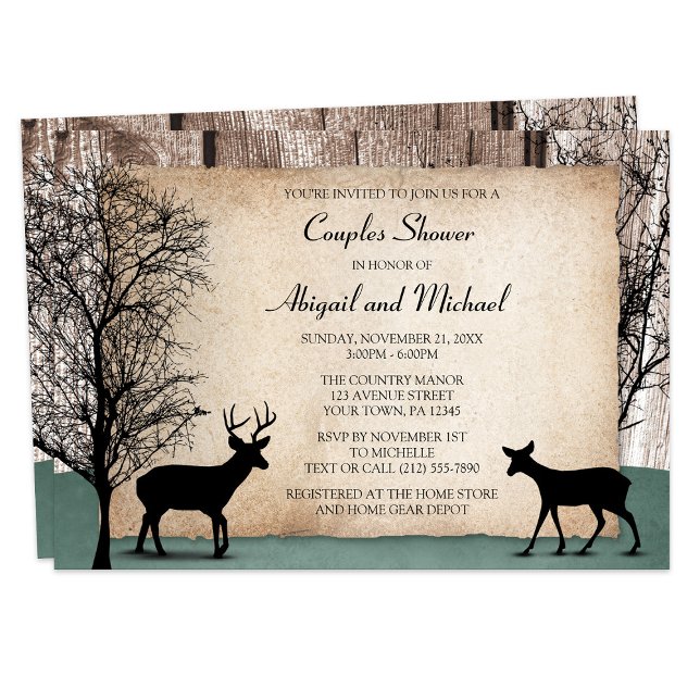 Rustic Woodsy Deer Couples de douche Invitations (Créateur téléchargé)