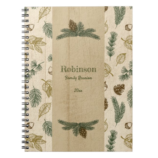 Rustic woodsy family reunion memories notebook (Front)