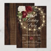 Rustic Woodsy Lighted Wreath 100th Birthday Party