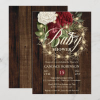 Rustic Woodsy Lighted Wreath Girl Baby Shower