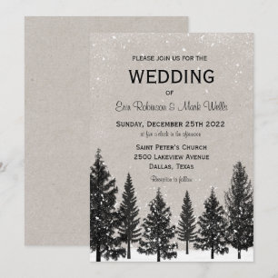 Rustic Woodsy Mountain Wedding Invitation