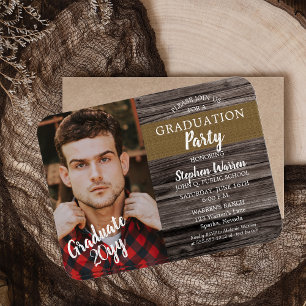 Rustic Woodsy Photo Graduation Party Magnet