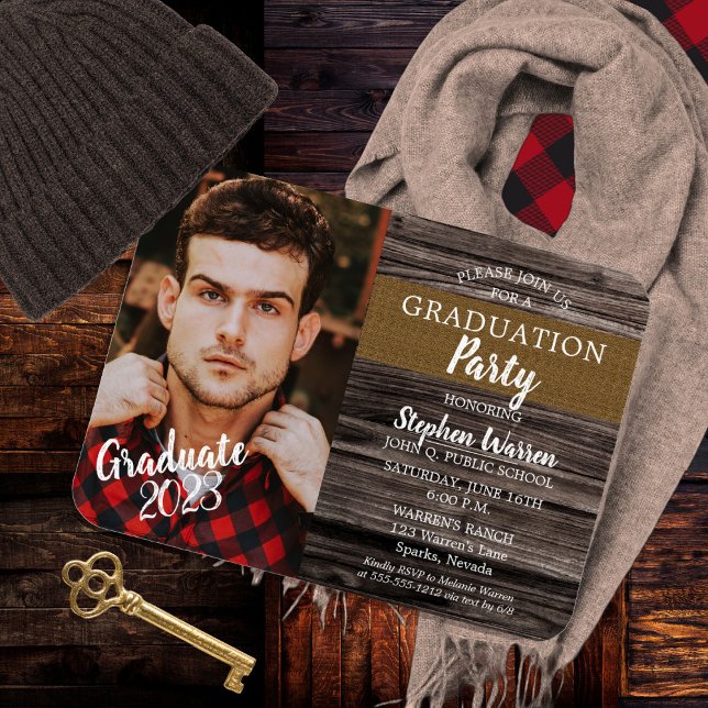 Rustic Woodsy Photo Graduation Party Magnet (Rustic Woodsy Photo High School Graduation Party Invitation - Print | Download)