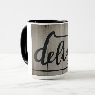 Rustic Woodtone DELISH Word Art Mug