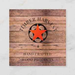 Rustic Woodworker Logo Wood Square Business Card
