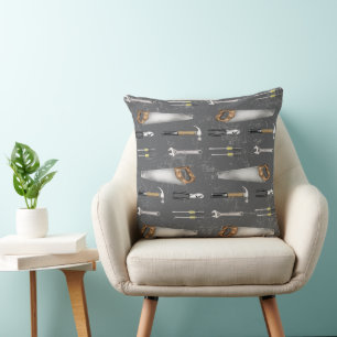 Rustic Workman Hand Tools Throw Pillow