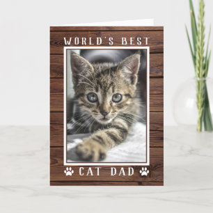 Rustic World's Best Cat Dad Father's Day Photo Card