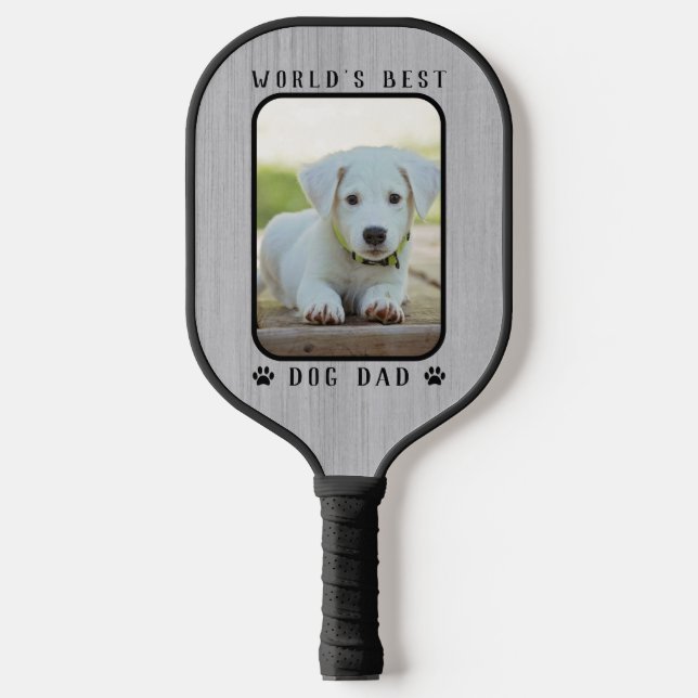 Rustic World's Best Dog Dad Custom Photo Pickleball Paddle (Front)