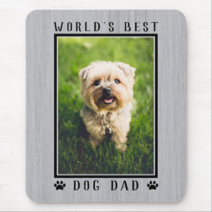 Rustic World's Best Dog Dad Paw Prints Photo Mouse Pad