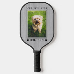 Rustic World's Best Dog Mom Custom Photo Pickleball Paddle